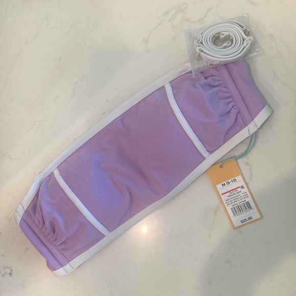 Kona Sol Bandeau Terry Cloth lavender & White Swim top NWT Size Medium - Picture 3 of 8